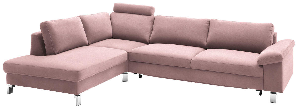 ECKSOFA in Velours Rosa  - Chromfarben/Rosa, Design, Textil/Metall (200/282cm) - Pure Home Lifestyle