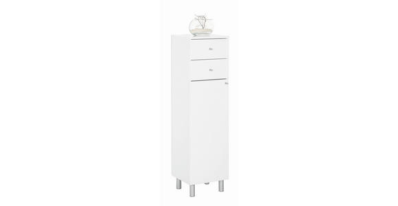MIDISCHRANK - Weiß Hochglanz/Silberfarben, KONVENTIONELL, Holzwerkstoff/Metall (35,2/123,6cm) - Xora