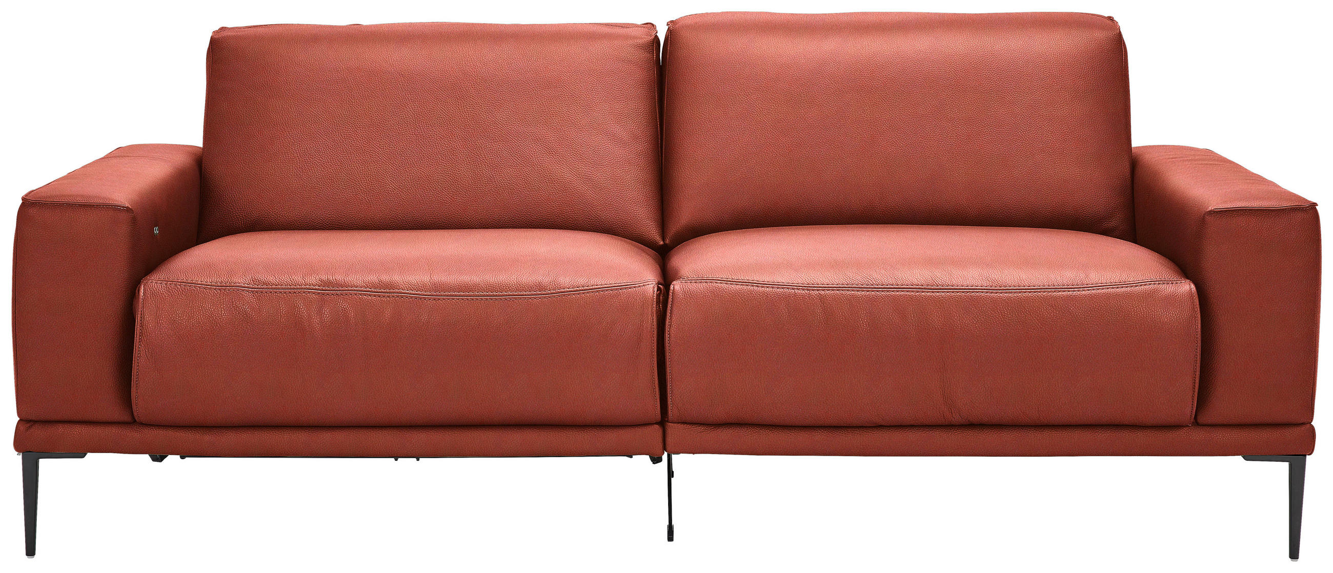 2,5-SITZER in Echtleder Rot  - Rot/Schwarz, Design, Leder/Metall (200/102/92cm) - Johann Jakob