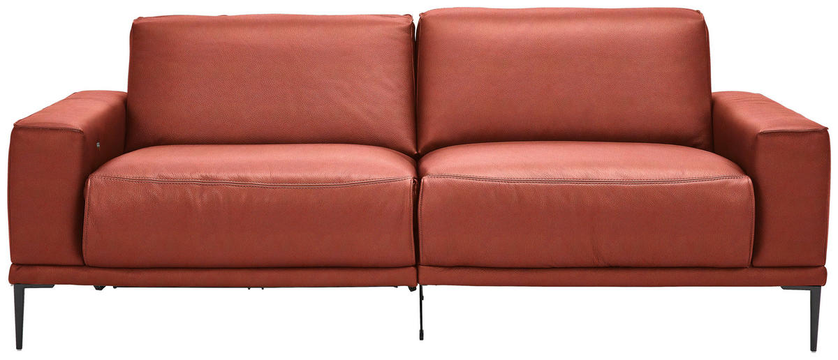 2,5-SITZER in Leder Rot  - Rot/Schwarz, Design, Leder/Metall (200/102/92cm) - Johann Jakob