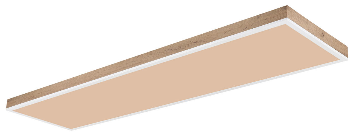 LED-DECKENLEUCHTE 120/30/7,5 cm   - Dunkelbraun/Opal, Natur, Holzwerkstoff/Kunststoff (120/30/7,5cm) - Globo