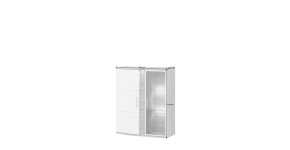HÄNGEVITRINE in Weiß, Eichefarben - Eichefarben/Alufarben, Design, Glas/Holzwerkstoff (95,3/110,6/40,4cm) - Xora
