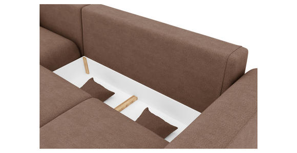 ECKSOFA Taupe Lederlook - Taupe/Chromfarben, KONVENTIONELL, Kunststoff/Textil (195/293cm) - Carryhome