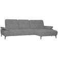 ECKSOFA in Chenille, Flachgewebe Grau  - Schwarz/Grau, Design, Textil/Metall (318/165cm) - Xora