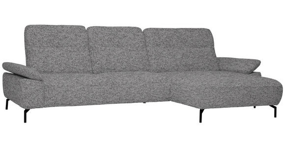 ECKSOFA in Chenille, Flachgewebe Grau  - Schwarz/Grau, Design, Textil/Metall (318/165cm) - Xora