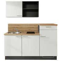 KÜCHENLEERBLOCK 180 cm   in Graphitfarben, Weiß, Eichefarben  - Edelstahlfarben/Eichefarben, Design, Holzwerkstoff/Metall (180cm) - Pino