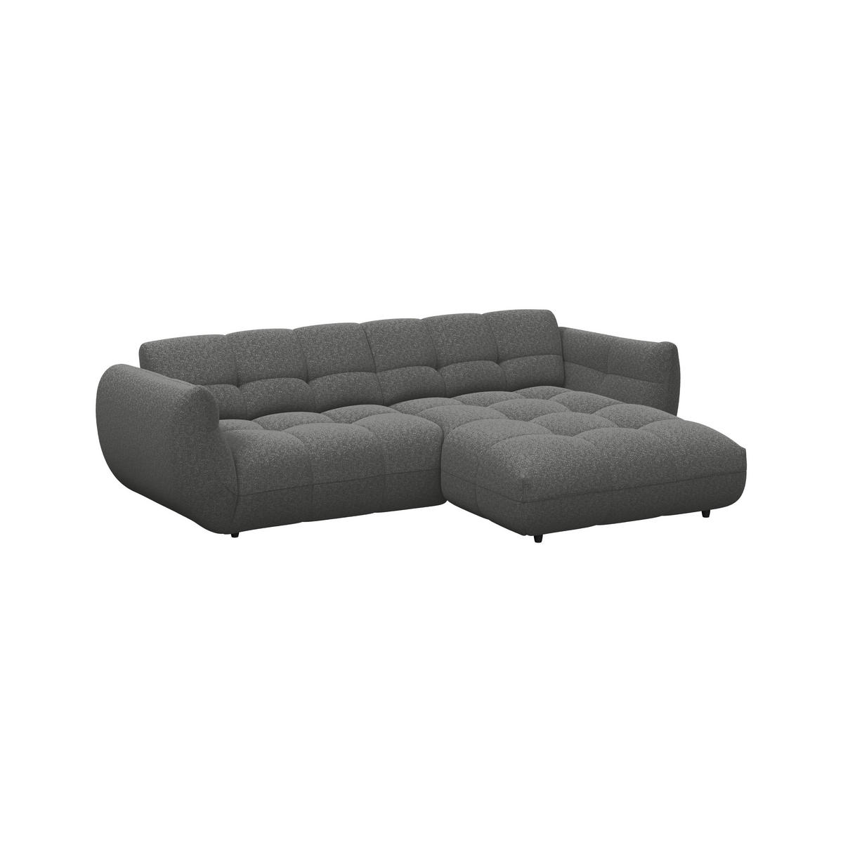 ECKSOFA Chenille Anthrazit  - Anthrazit/Schwarz, Trend, Kunststoff/Textil (280/178cm) - MID.YOU
