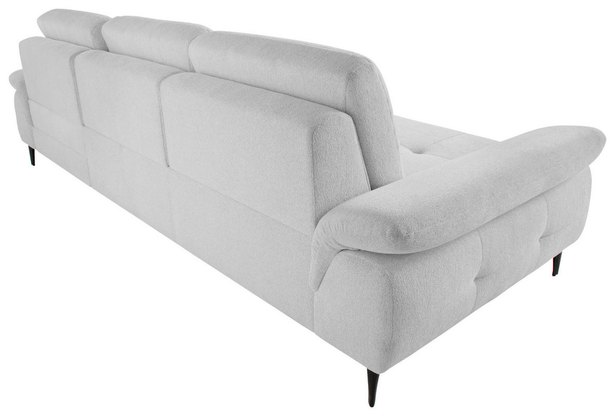 ECKSOFA ALMA in Chenille Hellgrau  285/191 cm  - Hellgrau/Schwarz, Design, Textil/Metall (285/191cm) - Livetastic