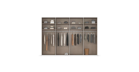 SCHWEBETÜRENSCHRANK 322/236/68 cm 4-türig Weiß, Weiß Hochglanz  - Weiß Hochglanz/Alufarben, Basics, Holzwerkstoff/Metall (322/236/68cm) - Novel