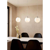 PENDELLAMPA 96/20/110 cm  - vit/nickelfärgad, Klassisk, metall/glas (96/20/110cm) - Eglo