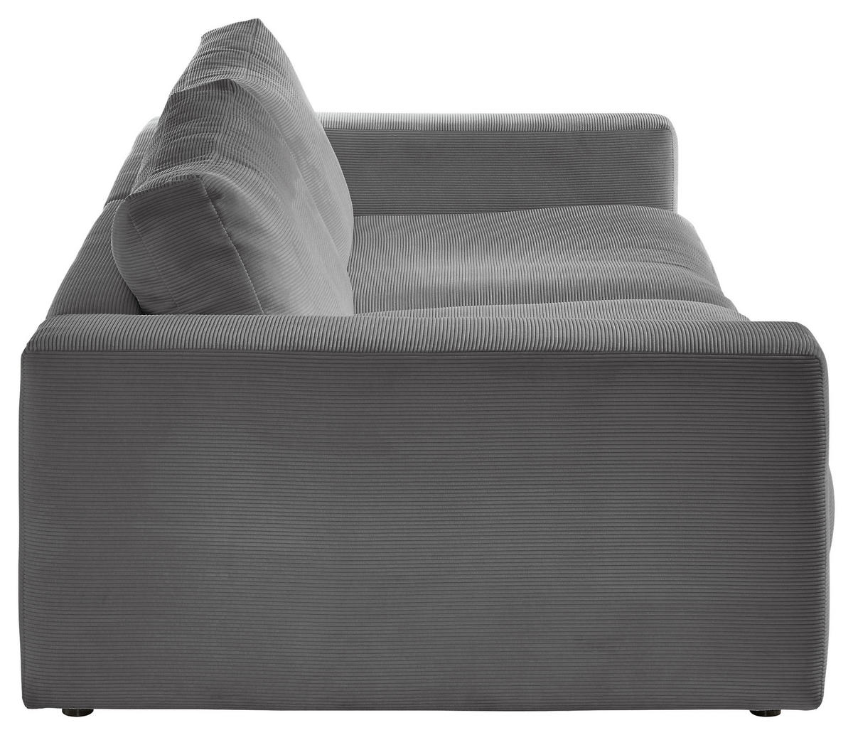 3-SITZER-SOFA in Cord Dunkelgrau  - Dunkelgrau/Schwarz, Design, Kunststoff/Textil (290/86/127cm) - Lomoco