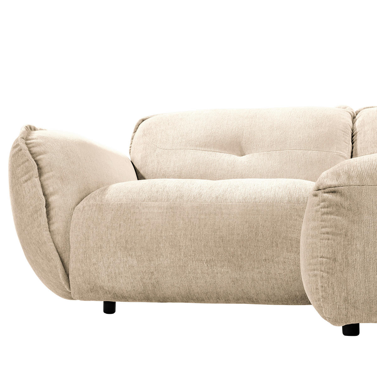 ECKSOFA in Chenille Creme  - Creme/Schwarz, Modern, Kunststoff/Textil (269/184cm) - Trendmanufaktur