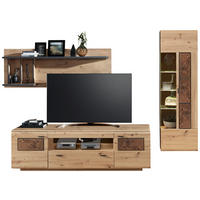 WOHNWAND  in Graphitfarben, Eichefarben, Eiche Artisan 285/193/47 cm  - Eichefarben/Graphitfarben, Modern, Glas/Holzwerkstoff (285/193/47cm) - Livetastic