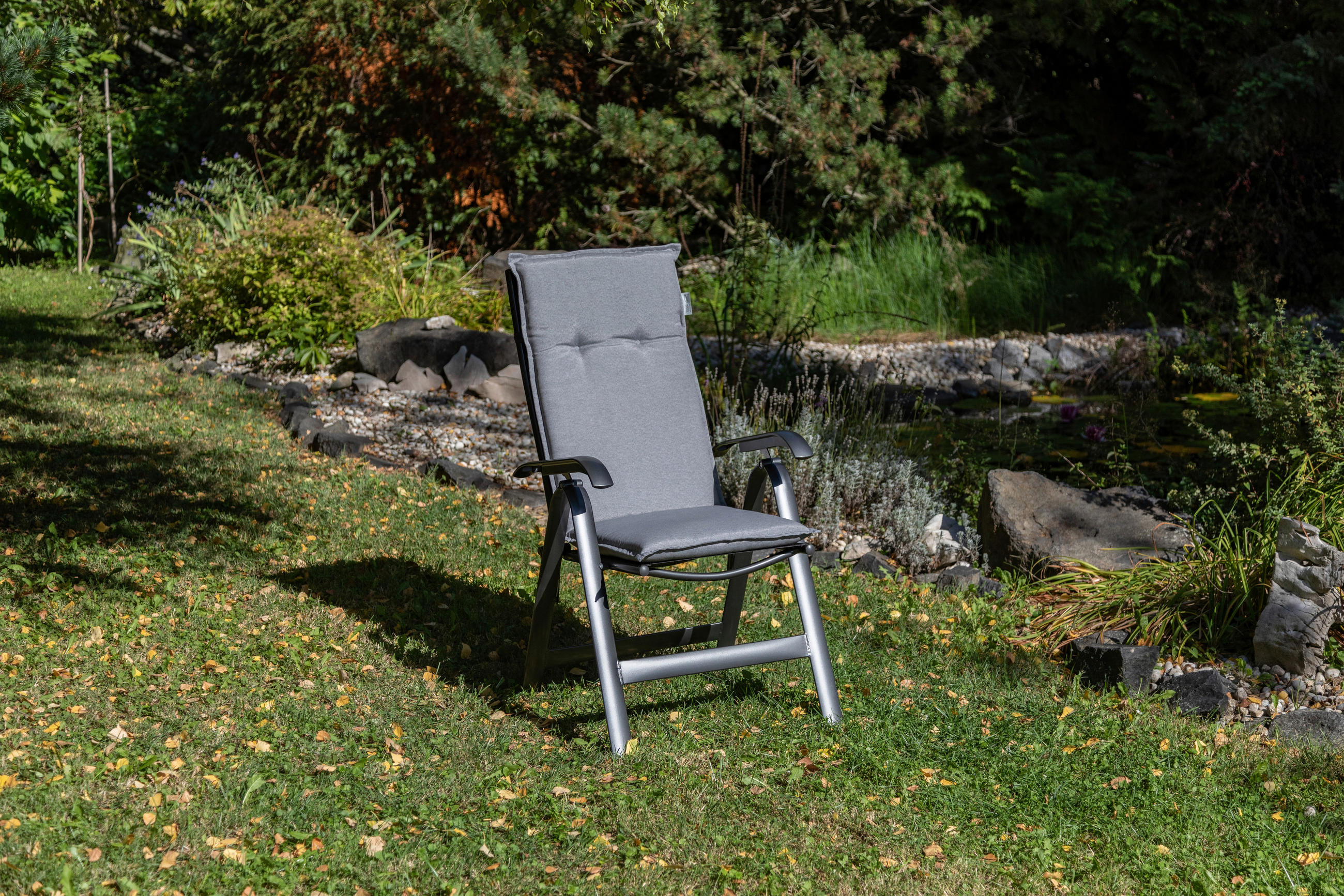 SESSELAUFLAGE Uni  - Grau, Basics, Textil (118/46/8cm) - Gardenson
