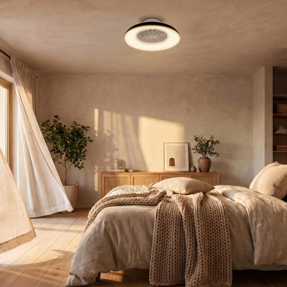 DECKENVENTILATOR 48,5/16 cm  - Schwarz/Weiß, Design, Kunststoff (48,5/16cm)