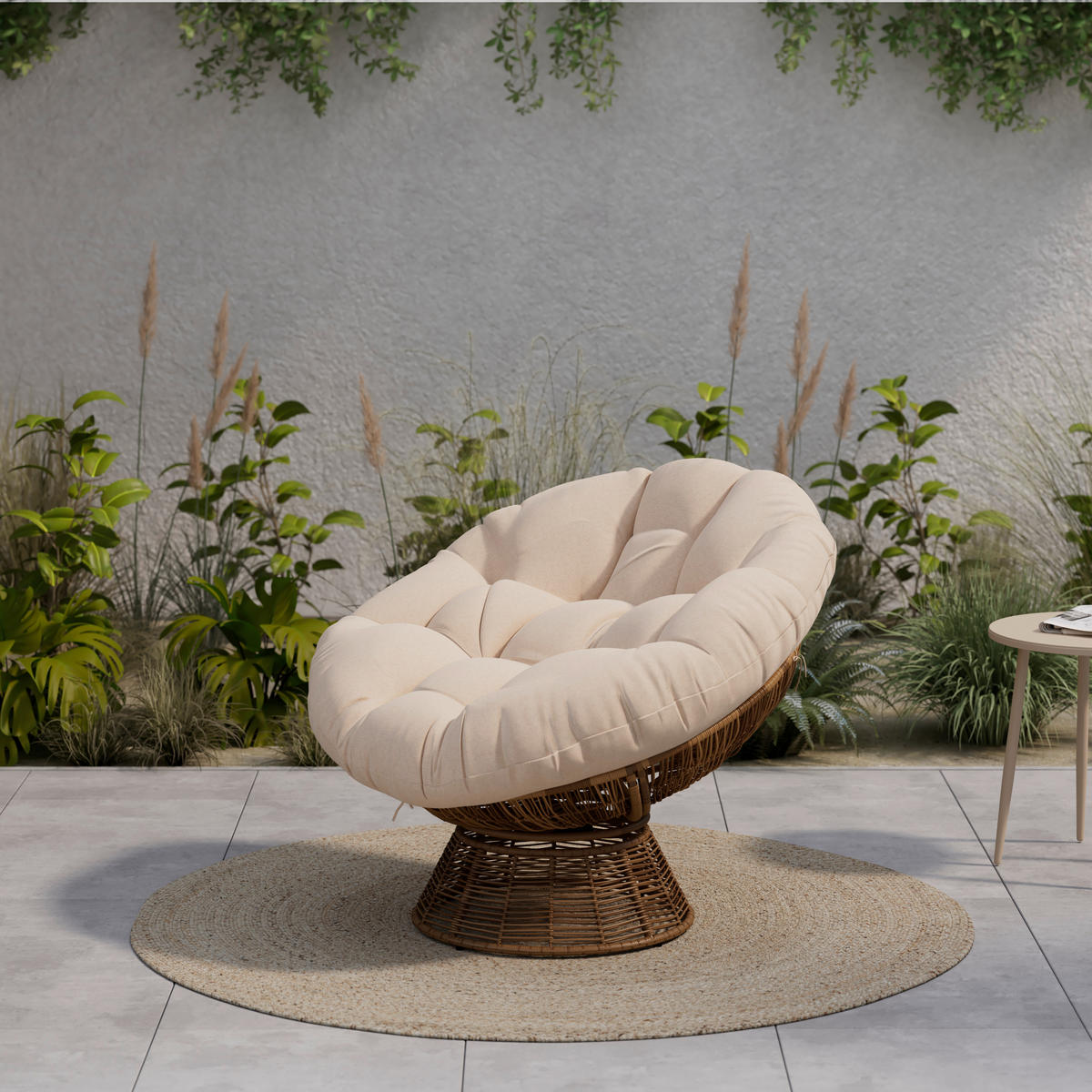 GARTEN-RELAXSESSEL Stahl  - Beige/Braun, KONVENTIONELL, Kunststoff/Metall (96/86/78cm) - Ambia Garden