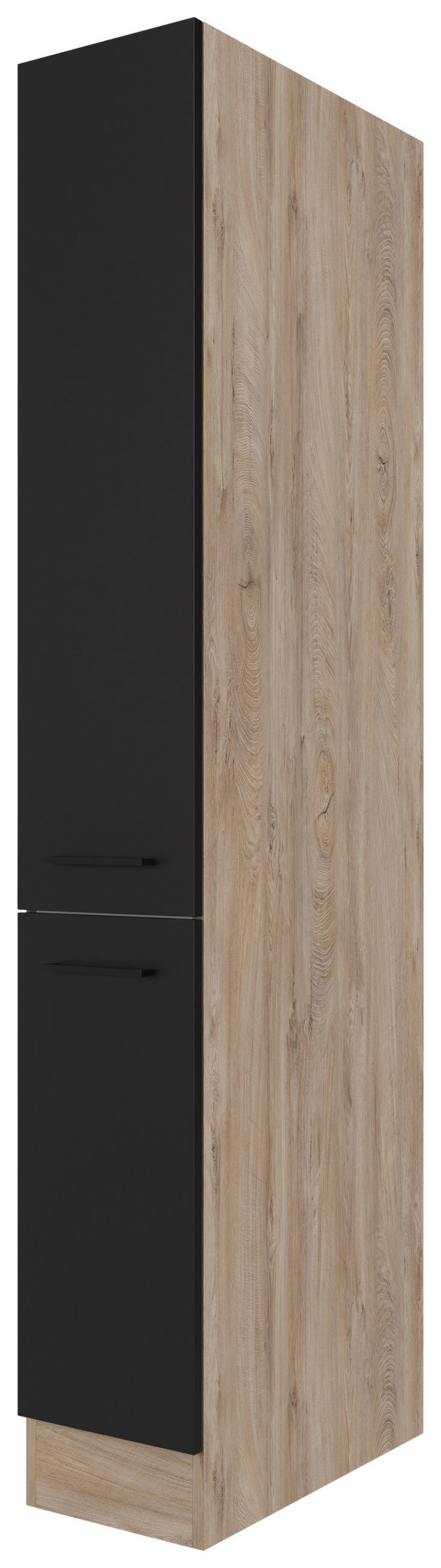 APOTHEKERSCHRANK 30/200/57 cm  in Schwarz, Eichefarben  - Eichefarben/Schwarz, KONVENTIONELL, Holzwerkstoff/Metall (30/200/57cm) - FlexWell