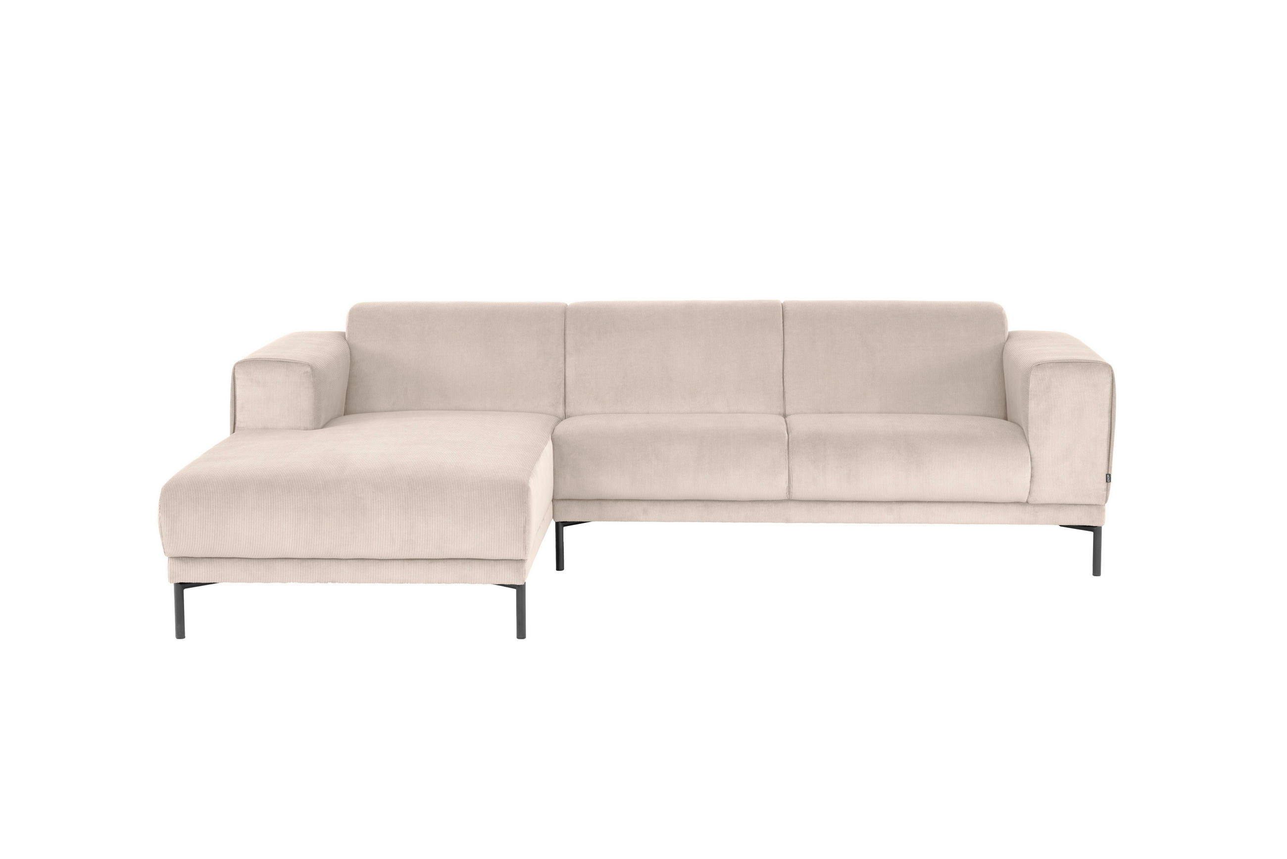 ECKSOFA Beige Cord  - Beige/Schwarz, Design, Textil/Metall (262/183cm) - MID.YOU