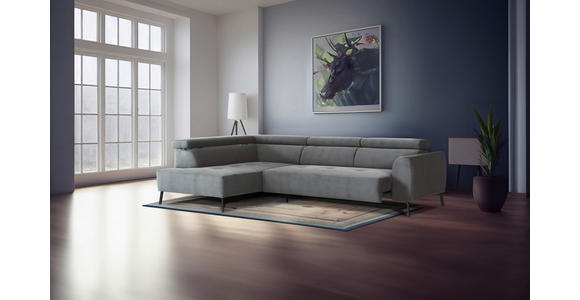 ECKSOFA Hellgrau Feincord - Hellgrau/Schwarz, Design, Textil/Metall (205/280cm) - Xora