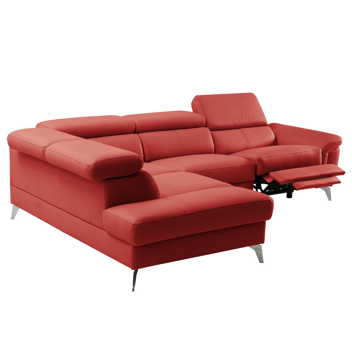 ECKSOFA  in Lederlook Echtleder Rot  210/265 cm  - Chromfarben/Rot, Design, Leder/Textil (210/265cm) - Livetastic