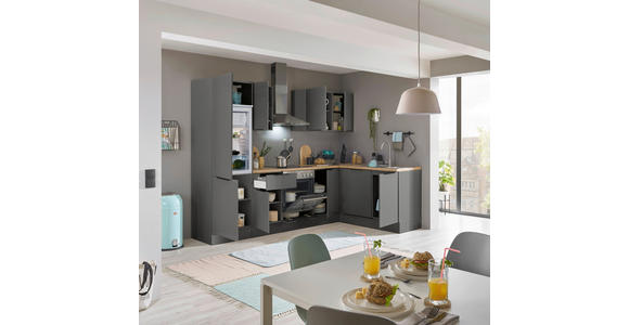 ECKKÜCHE 280/175 cm  in Graphitfarben  - Schwarz/Graphitfarben, Basics, Holzwerkstoff/Metall (280/175cm) - Xora