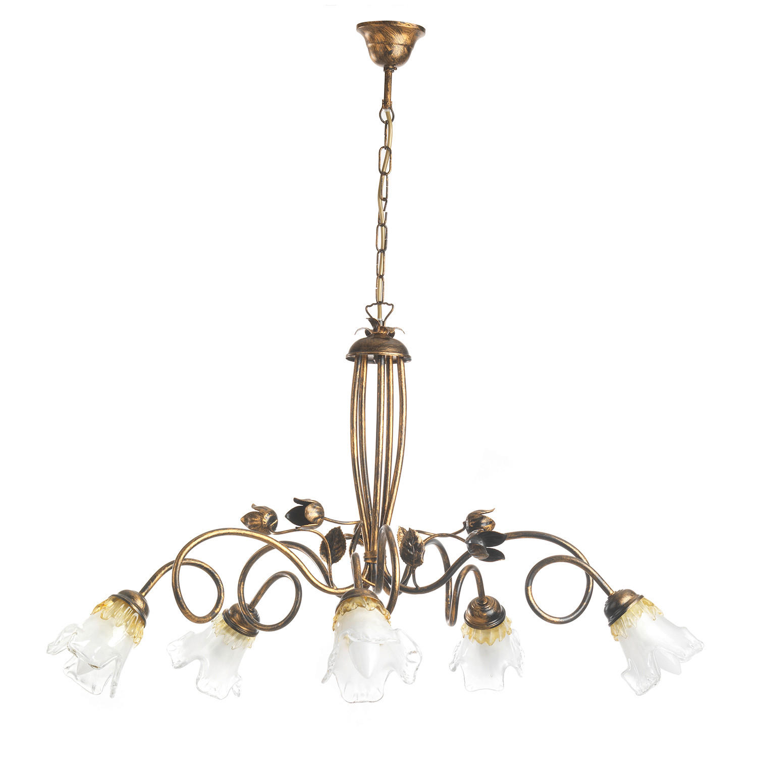 KRONLEUCHTER 80/90 cm   - Bronzefarben, KONVENTIONELL, Glas/Metall (80/90cm)