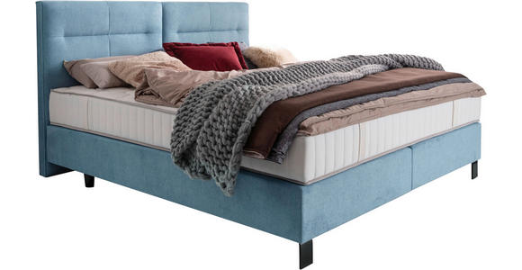 BOXSPRINGBETT 200/220 cm  in Pastellblau  - Pastellblau/Schwarz, KONVENTIONELL, Textil/Metall (200/220cm) - Esposa