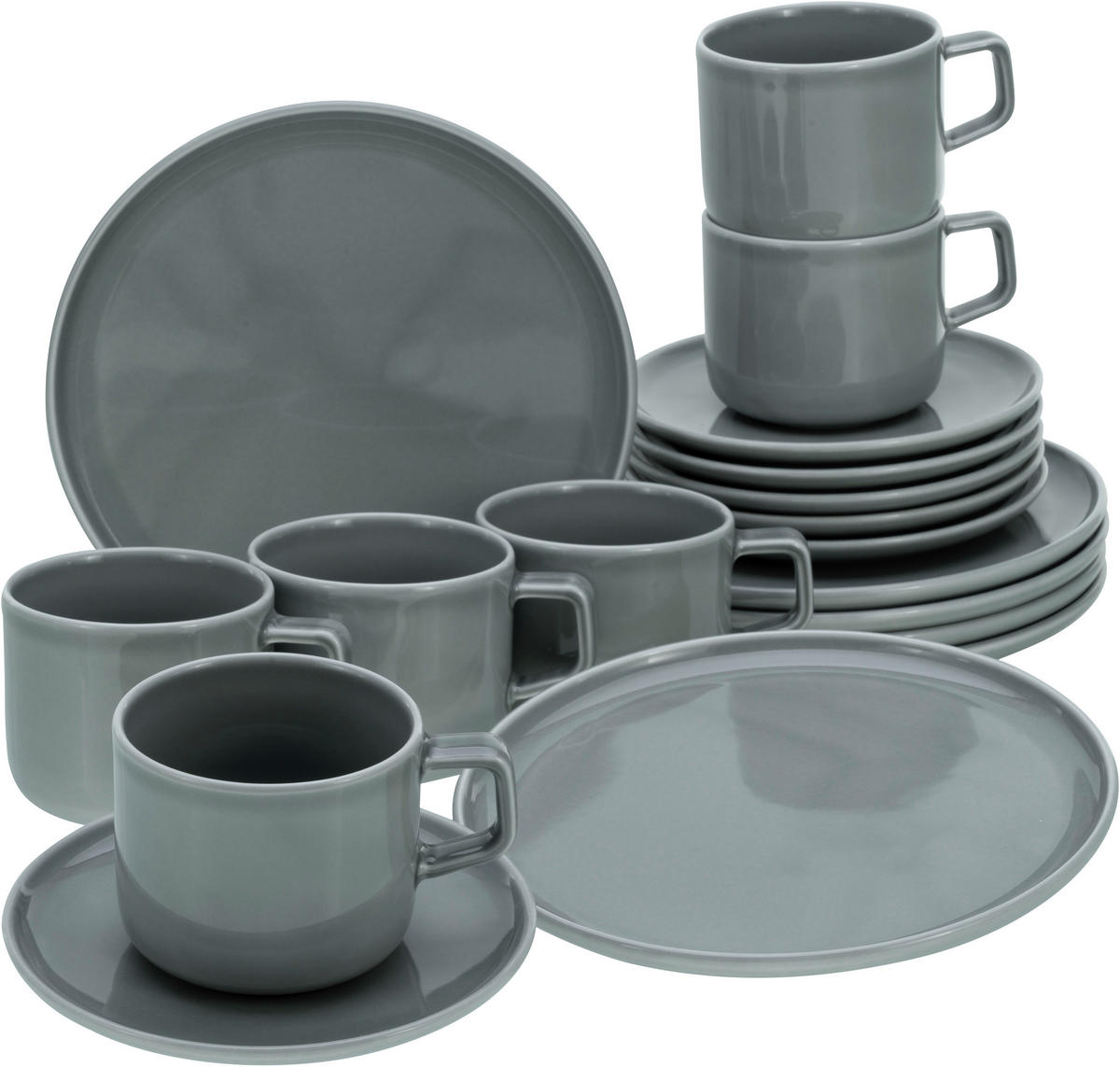 KAFFEESERVICE Grau 18-teilig  - Grau, Basics, Keramik - Creatable