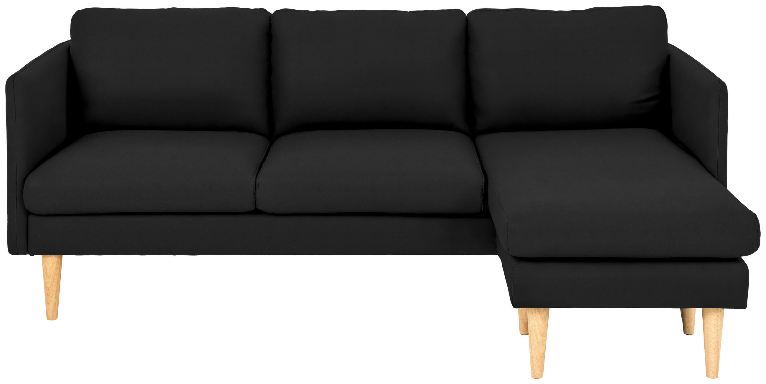 HÖRNSOFFA i läderimitation svart  - svart/ekfärgad, Design, trä/textil (201/132cm) - Livetastic