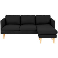 HÖRNSOFFA i läderimitation svart  - svart/ekfärgad, Design, trä/textil (201/132cm) - Livetastic