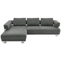ECKSOFA in Chenille Grau  - Chromfarben/Grau, Natur, Textil/Metall (214/297cm) - Valdera