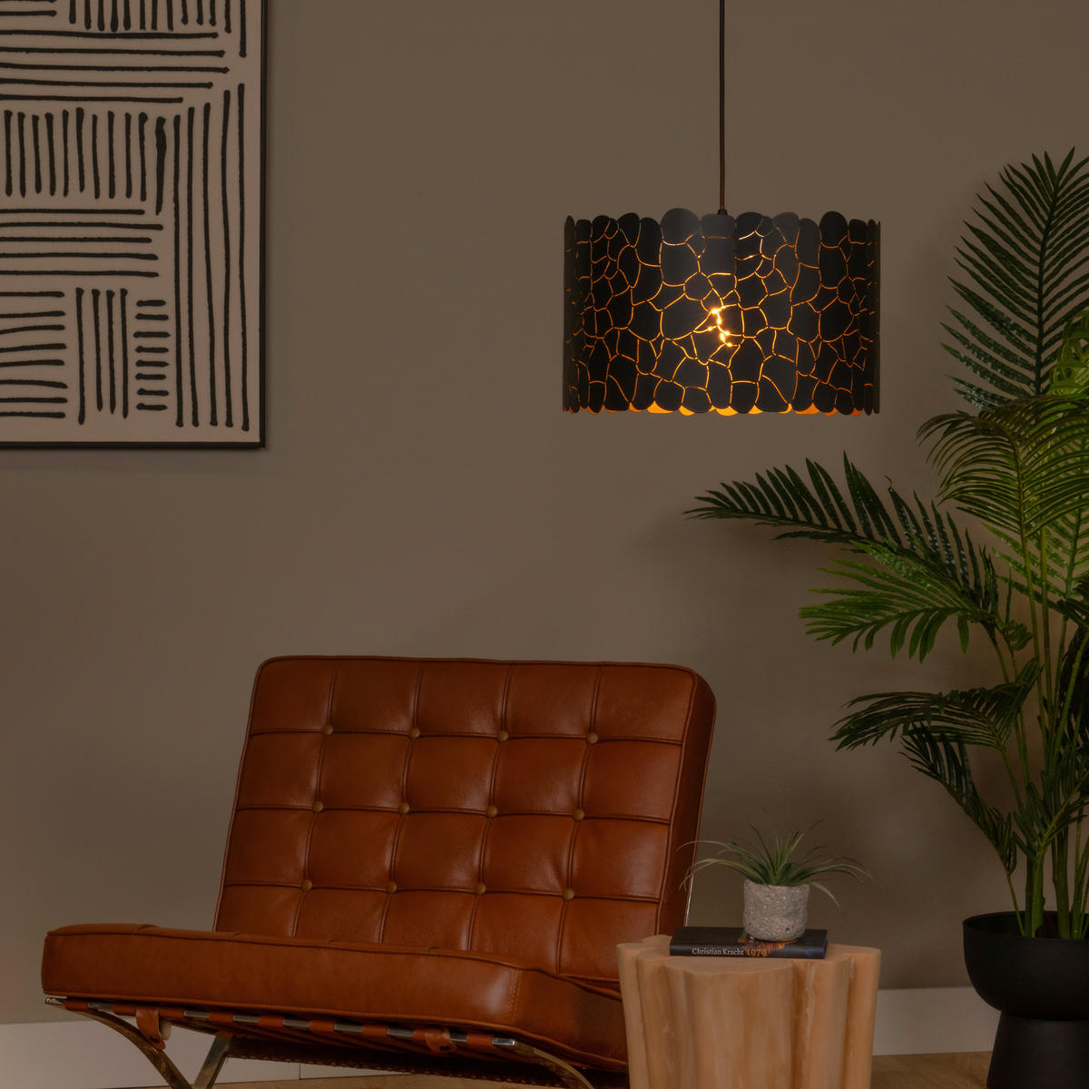 HÄNGELEUCHTE Almelo 40/40/155 cm   - Messingfarben/Schwarz, LIFESTYLE, Metall (40/40/155cm) - Lucide