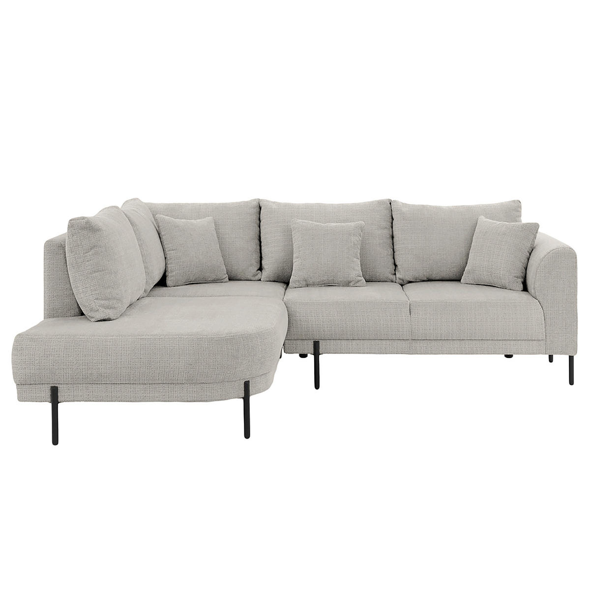 ECKSOFA Mauris Hellgrau Chenille Rückenkissen  - Hellgrau/Schwarz, Design, Kunststoff/Textil (200/233cm) - Livetastic
