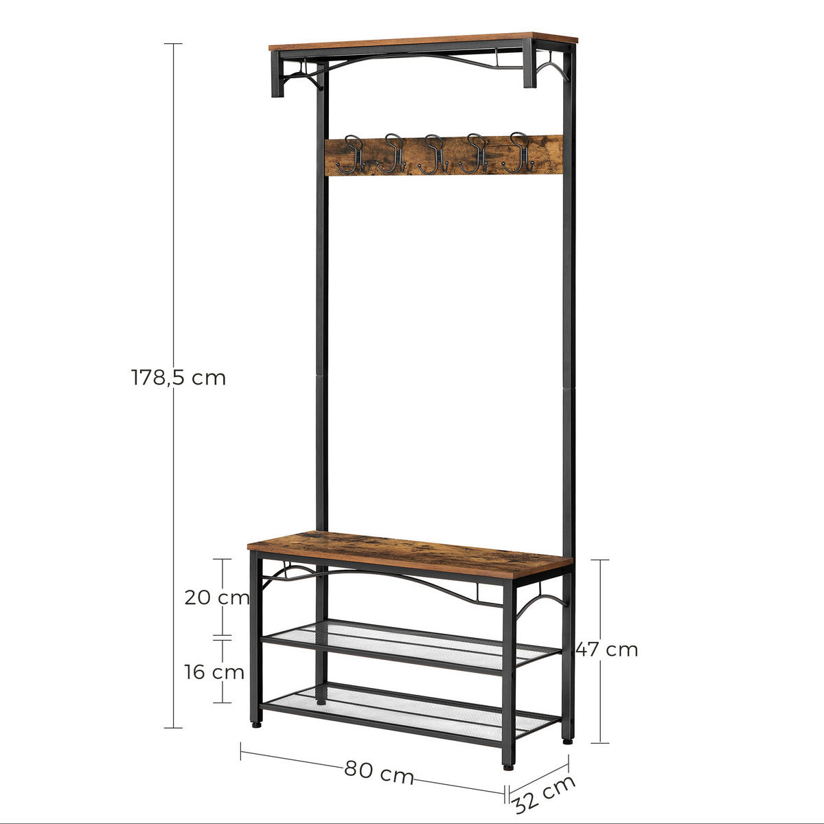 ŠATNA, 80/178,5/32 cm - černá/hnědá, Trend, kov/kompozitní dřevo (80/178,5/32cm) - Boxxx