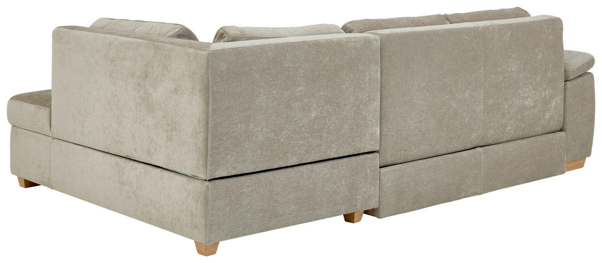ECKSCHLAFSOFA  in Chenille Hellbraun  - Hellbraun/Eiche Bianco, KONVENTIONELL, Holz/Textil (253/170cm) - Beldomo Style