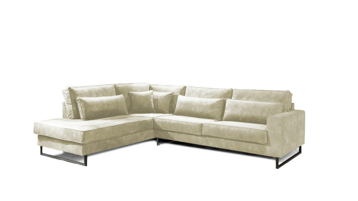 ECKSOFA Cord Beige  - Beige/Schwarz, Konventionell, Holzwerkstoff/Textil (284/253cm) - Livetastic