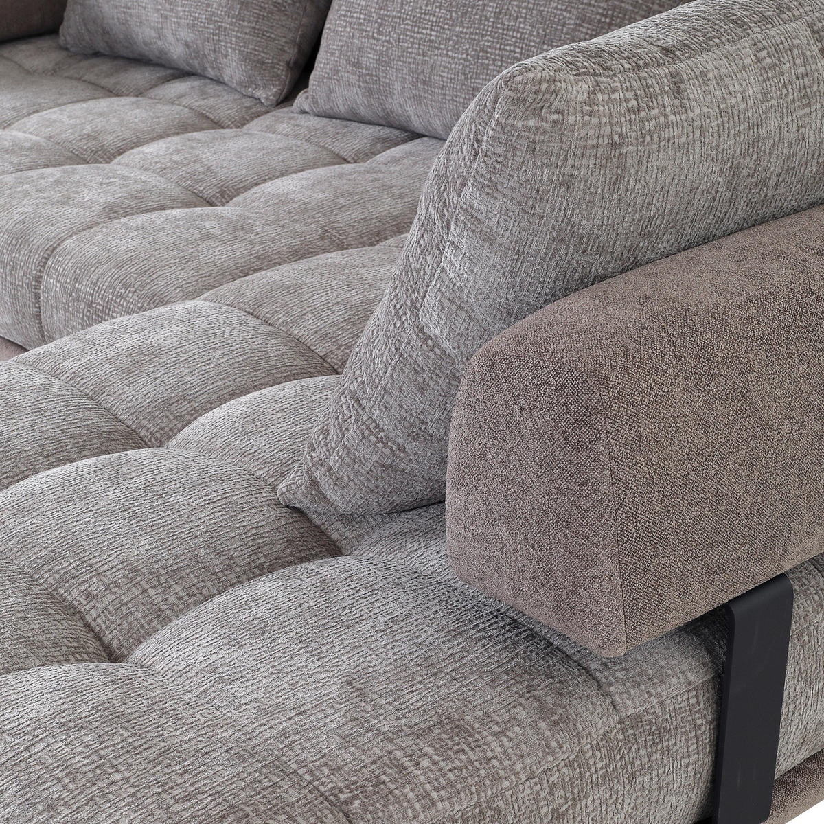 ECKSOFA in Flachgewebe Braun  - Schwarz/Braun, Konventionell, Textil/Metall (263/195cm) - Carryhome