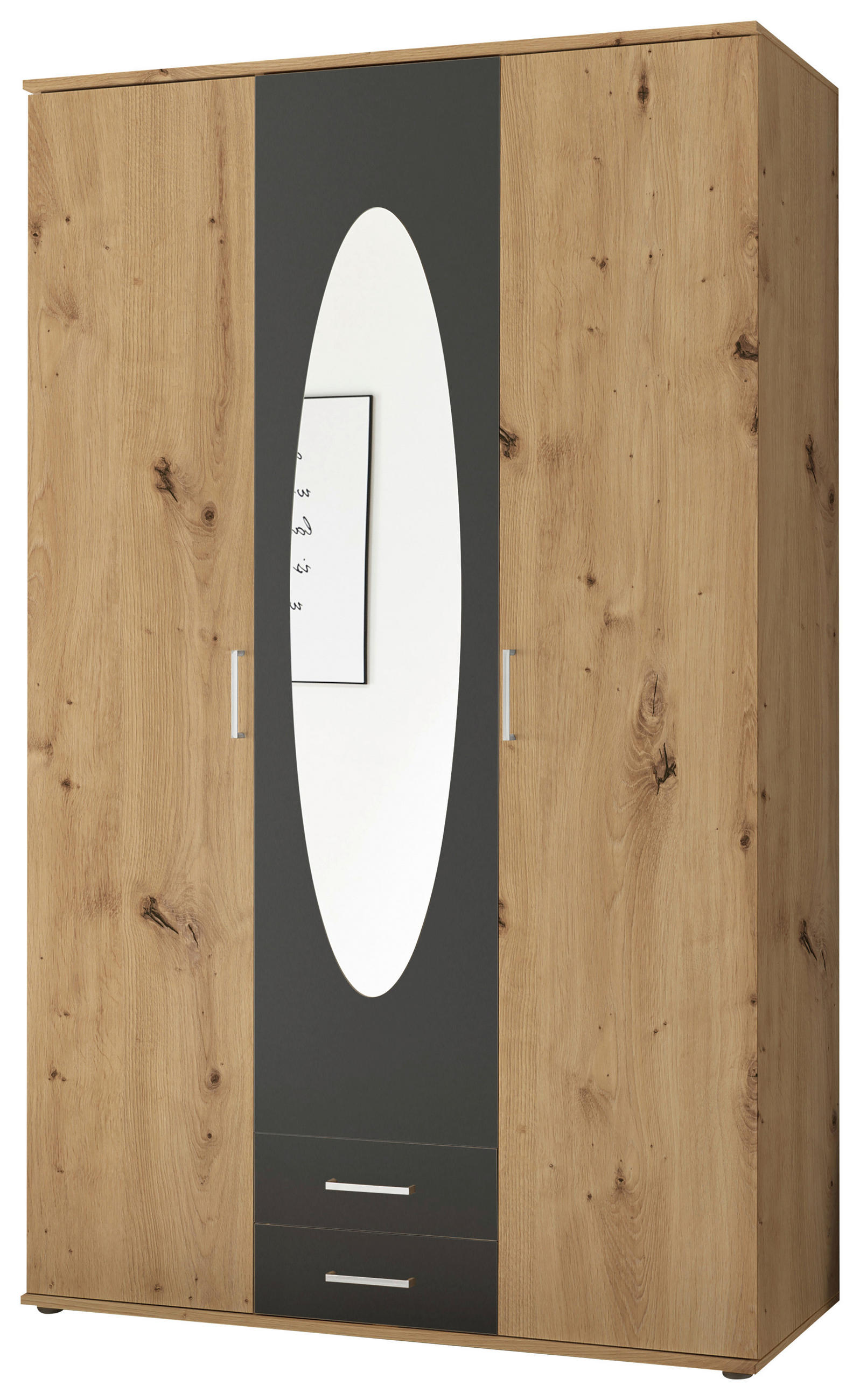 OMARA S KLASIČNIMI VRATI, barve grafita, barve hrasta  - barve hrasta/barve grafita, Moderno, leseni material (120/195/52cm) - Boxxx