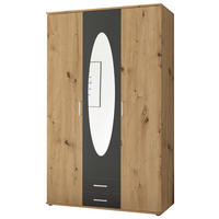 OMARA S KLASIČNIMI VRATI, barve grafita, barve hrasta  - barve hrasta/barve grafita, Moderno, leseni material (120/195/52cm) - Boxxx