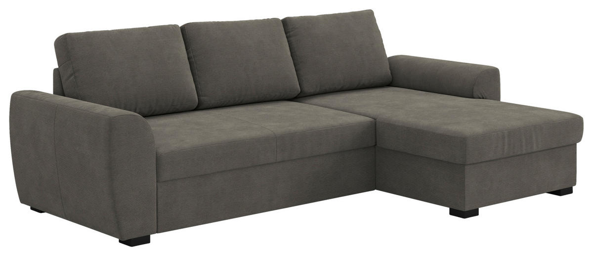 ECKSOFA  in Cord Anthrazit  253/154 cm  - Anthrazit/Schwarz, Trend, Kunststoff/Textil (253/154cm) - MID.YOU