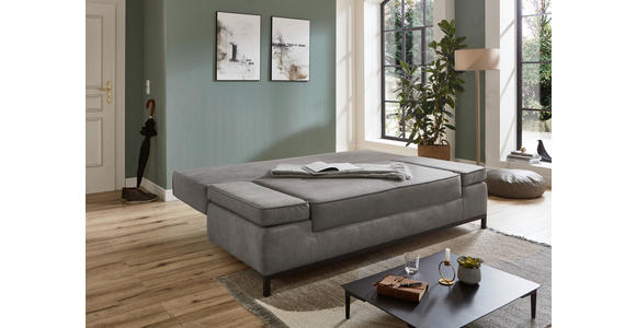 SCHLAFSOFA  mit Mikrofaser Hellgrau  - Hellgrau/Schwarz, KONVENTIONELL, Kunststoff/Textil (202/90/97cm) - Carryhome