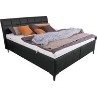 POLSTERBETT Matratze, gepolstertes Kopfteil, Lattenrost, Bettkasten Schwarz 160/200 cm  - Schwarz/Weiß, KONVENTIONELL, Leder/Holz (160/200cm) - Ada Austria