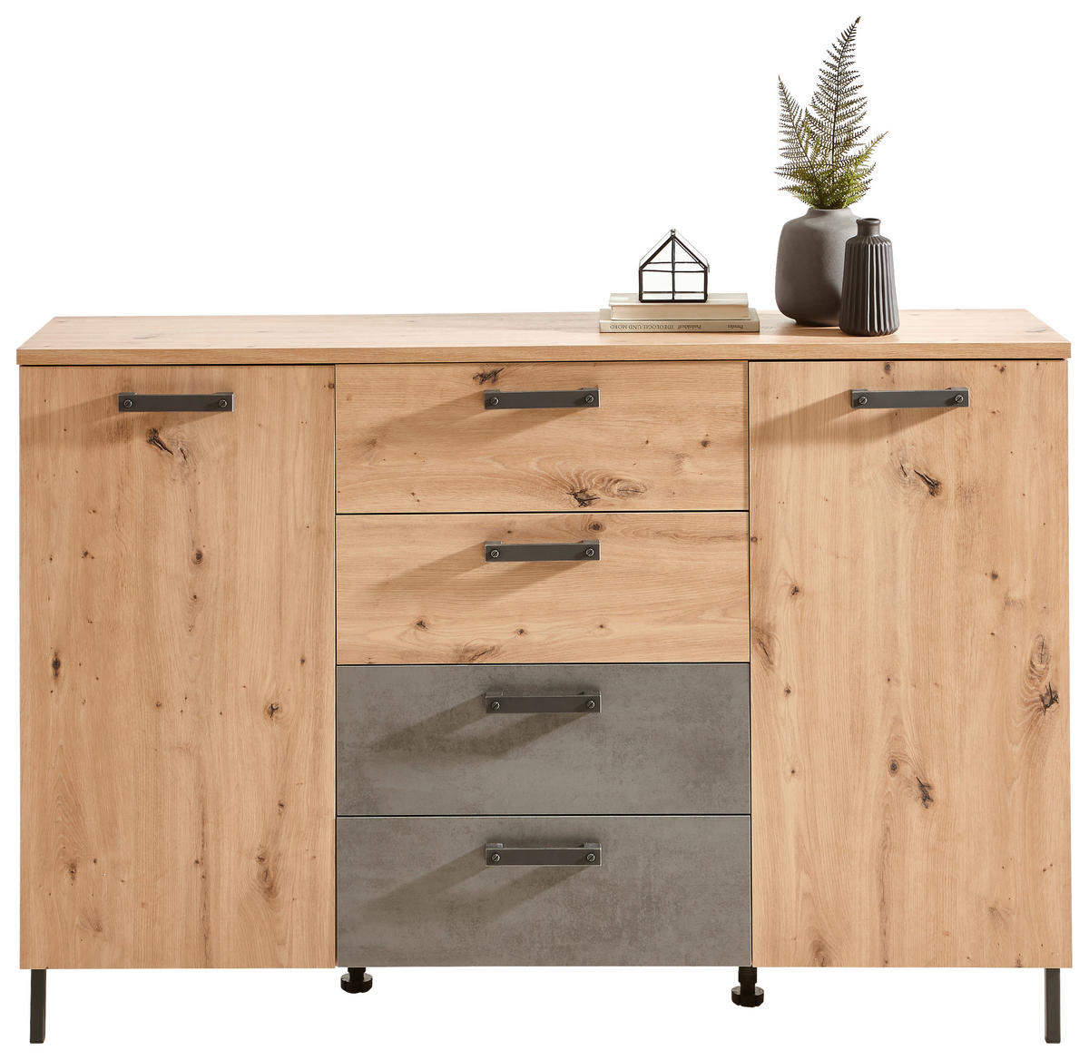 KOMMODE  in 150/99,5/38 cm  - Anthrazit/Eiche Artisan, LIFESTYLE, Holzwerkstoff/Kunststoff (150/99,5/38cm) - Ti'me