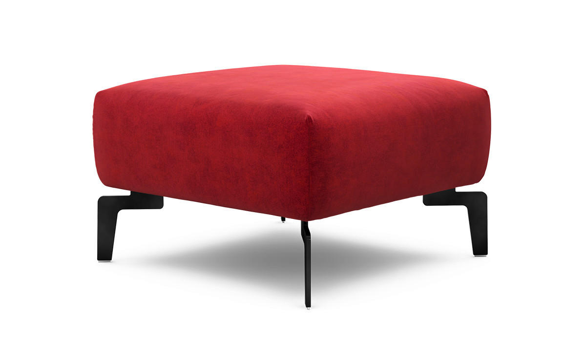 HOCKER Samt Rot  - Rot/Schwarz, Design, Textil/Metall (70/70/46cm) - SENSOO