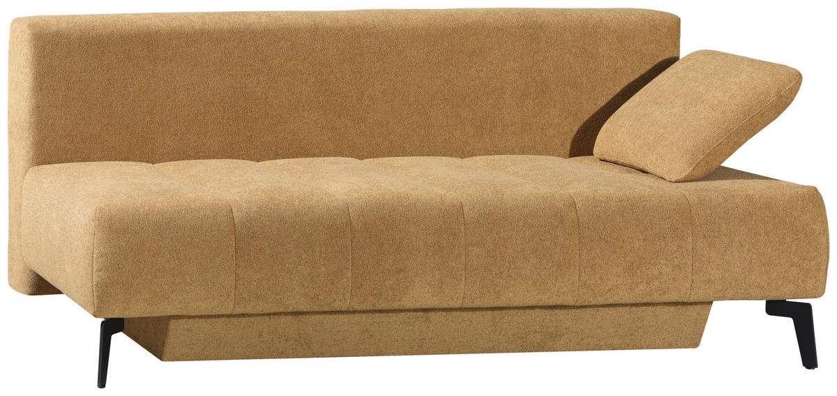 SCHLAFSOFA Flachgewebe Honig  inkl. Bettkasten, Schlaffunktion, Armteilverstellung  - Schwarz/Honig, Design, Textil/Metall (235/90/100cm) - Novel