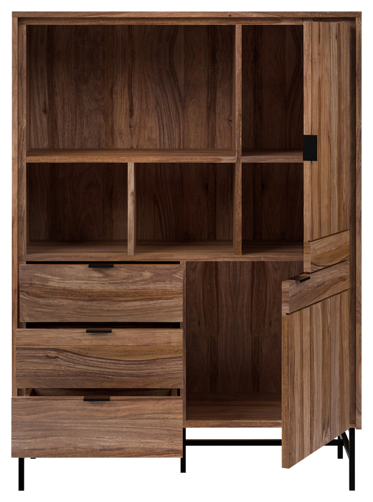HIGHBOARD  in 94/129,4/38 cm  - Schwarz/Braun, Design, Holz/Metall (94/129,4/38cm) - Carryhome