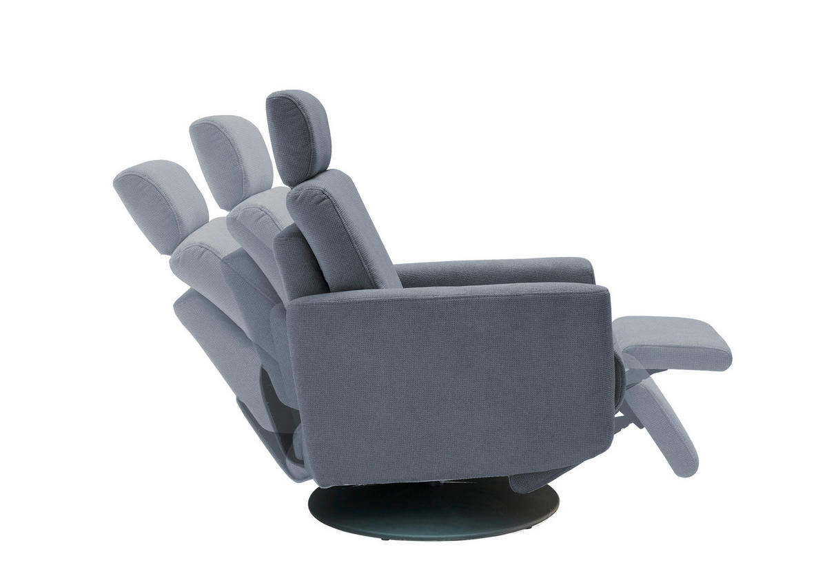 RELAXSESSEL in Textil Hellblau  - Schwarz/Hellblau, Modern, Textil/Metall (77/105/87-154cm) - Livetastic