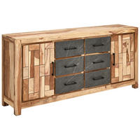ŠIROKÁ KOMODA, indický palisander, 175/80/40 cm - čierna/sivá, Natur, kov/drevo (175/80/40cm) - Livetastic