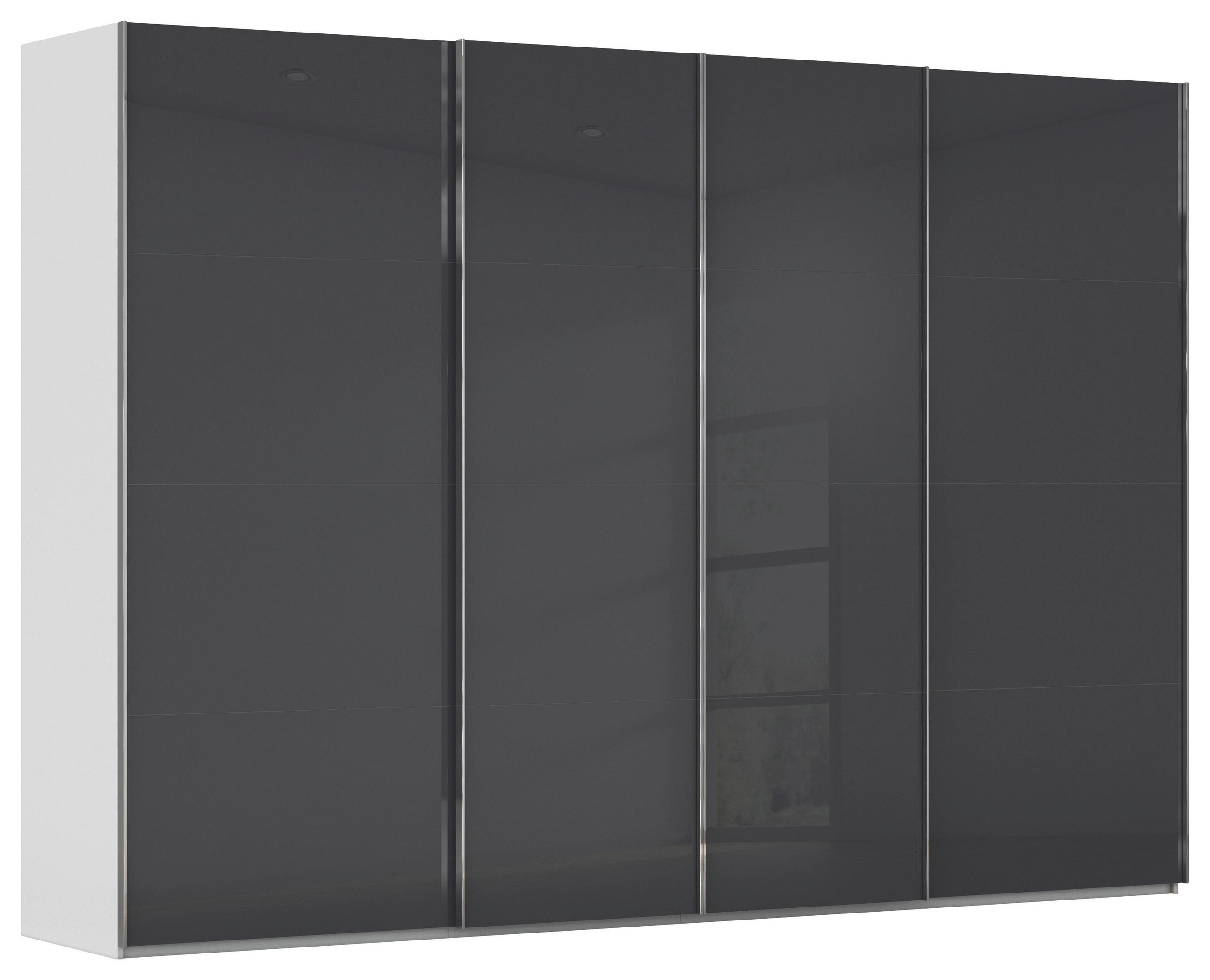 SCHWEBETÜRENSCHRANK 316/235/68 cm 4-türig Grau, Hellgrau  - Chromfarben/Hellgrau, Design, Glas/Holzwerkstoff (316/235/68cm) - Novel