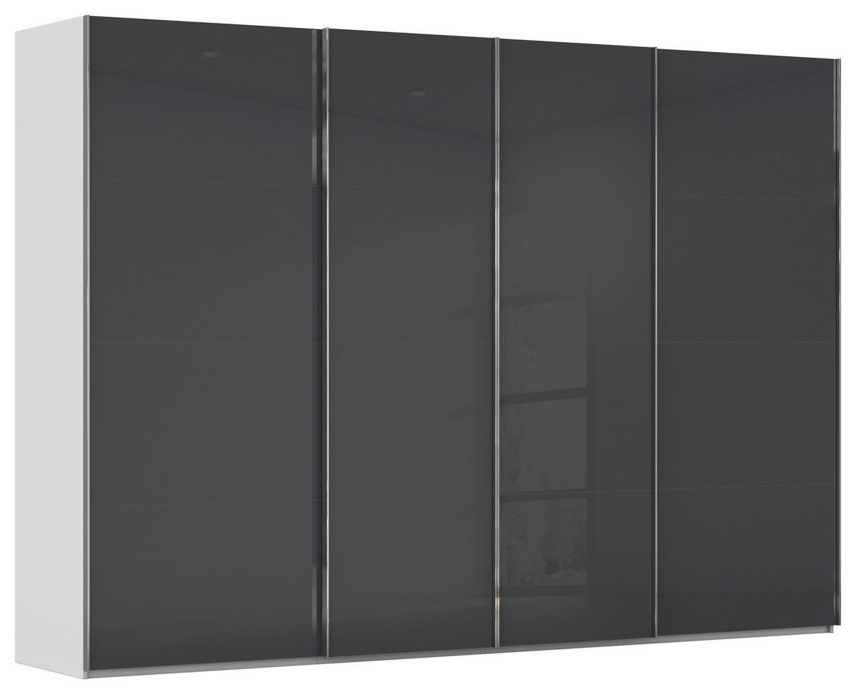 SCHWEBETÜRENSCHRANK 316/235/68 cm 4-türig Grau, Hellgrau  - Chromfarben/Hellgrau, Design, Glas/Holzwerkstoff (316/235/68cm) - Novel